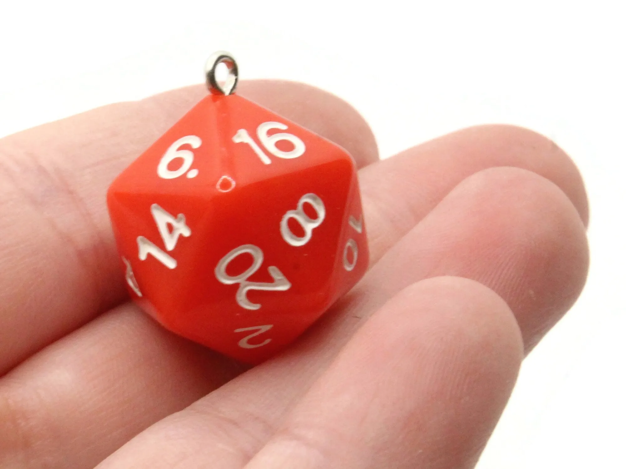 2 20mm Red Resin D20 20 Sided Dice Charms