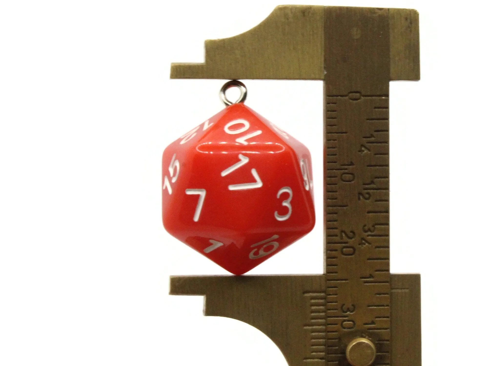 2 20mm Red Resin D20 20 Sided Dice Charms
