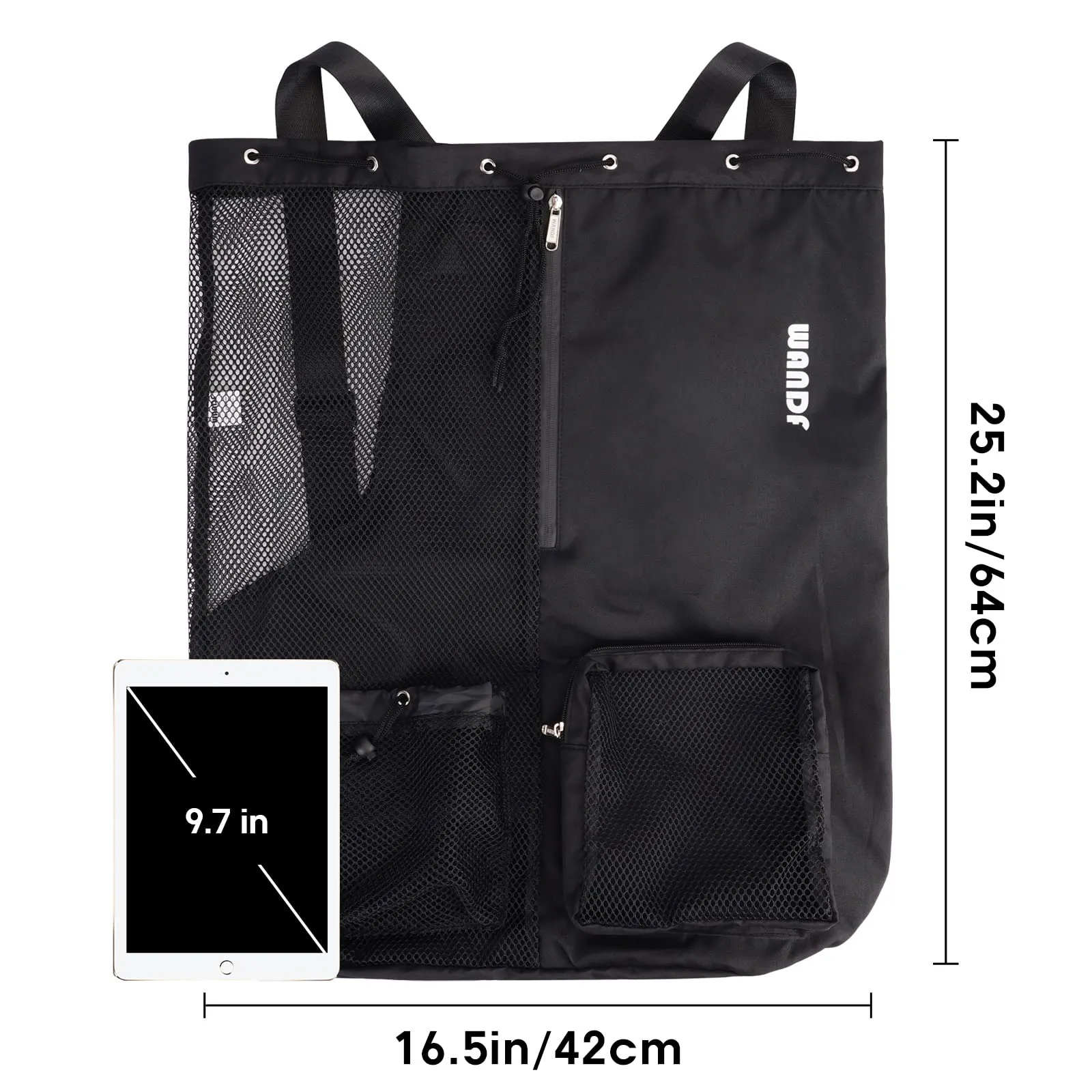 Beach Mesh Drawstring Backpack with Wet Pocket