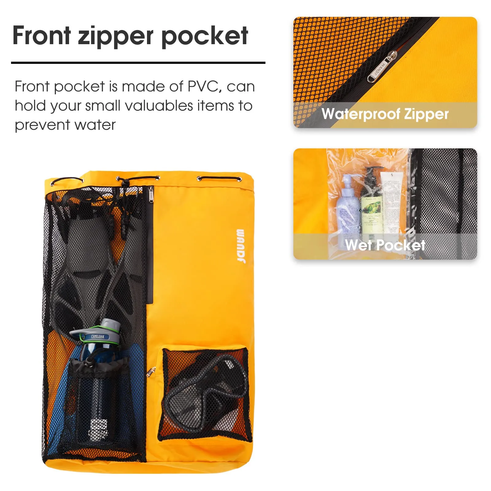 Beach Mesh Drawstring Backpack with Wet Pocket