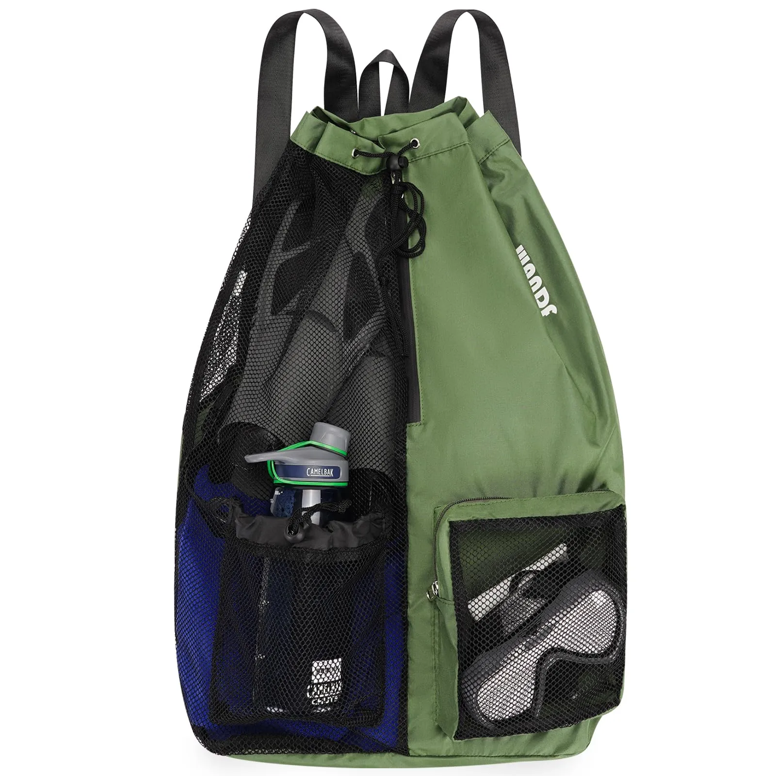 Beach Mesh Drawstring Backpack with Wet Pocket