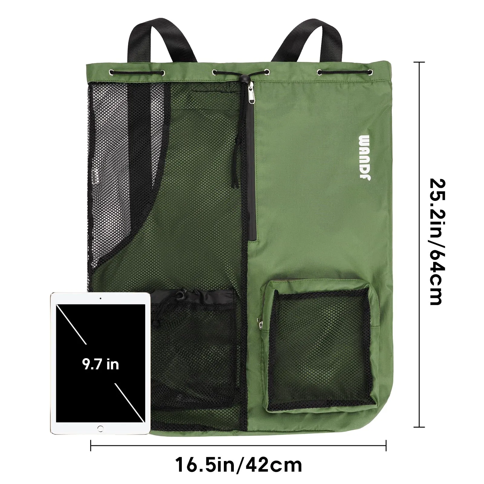 Beach Mesh Drawstring Backpack with Wet Pocket