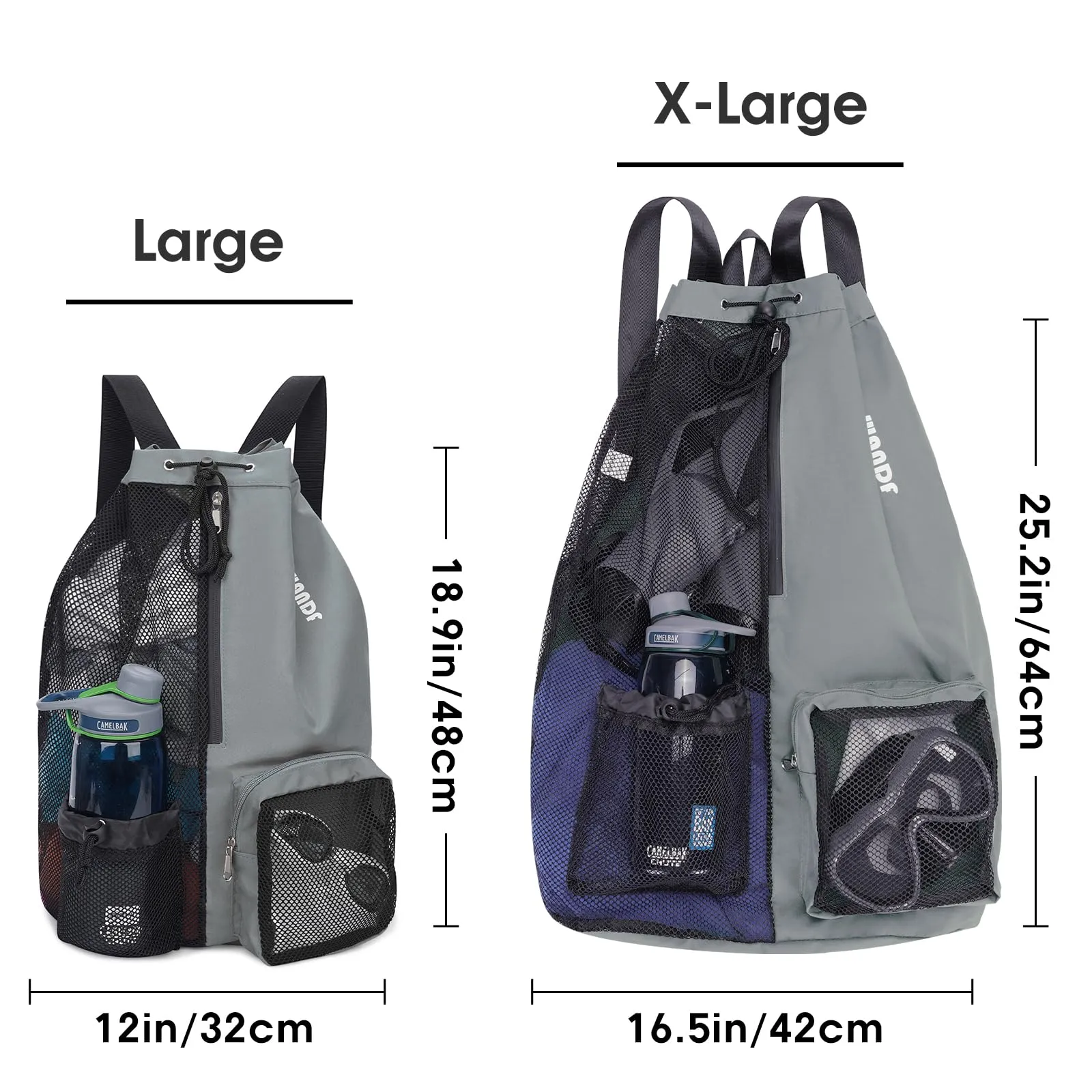 Beach Mesh Drawstring Backpack with Wet Pocket