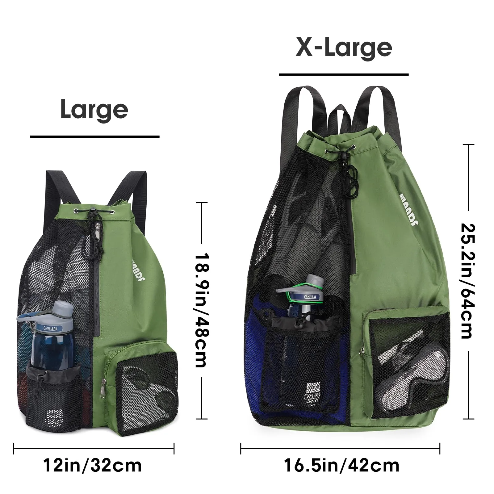 Beach Mesh Drawstring Backpack with Wet Pocket