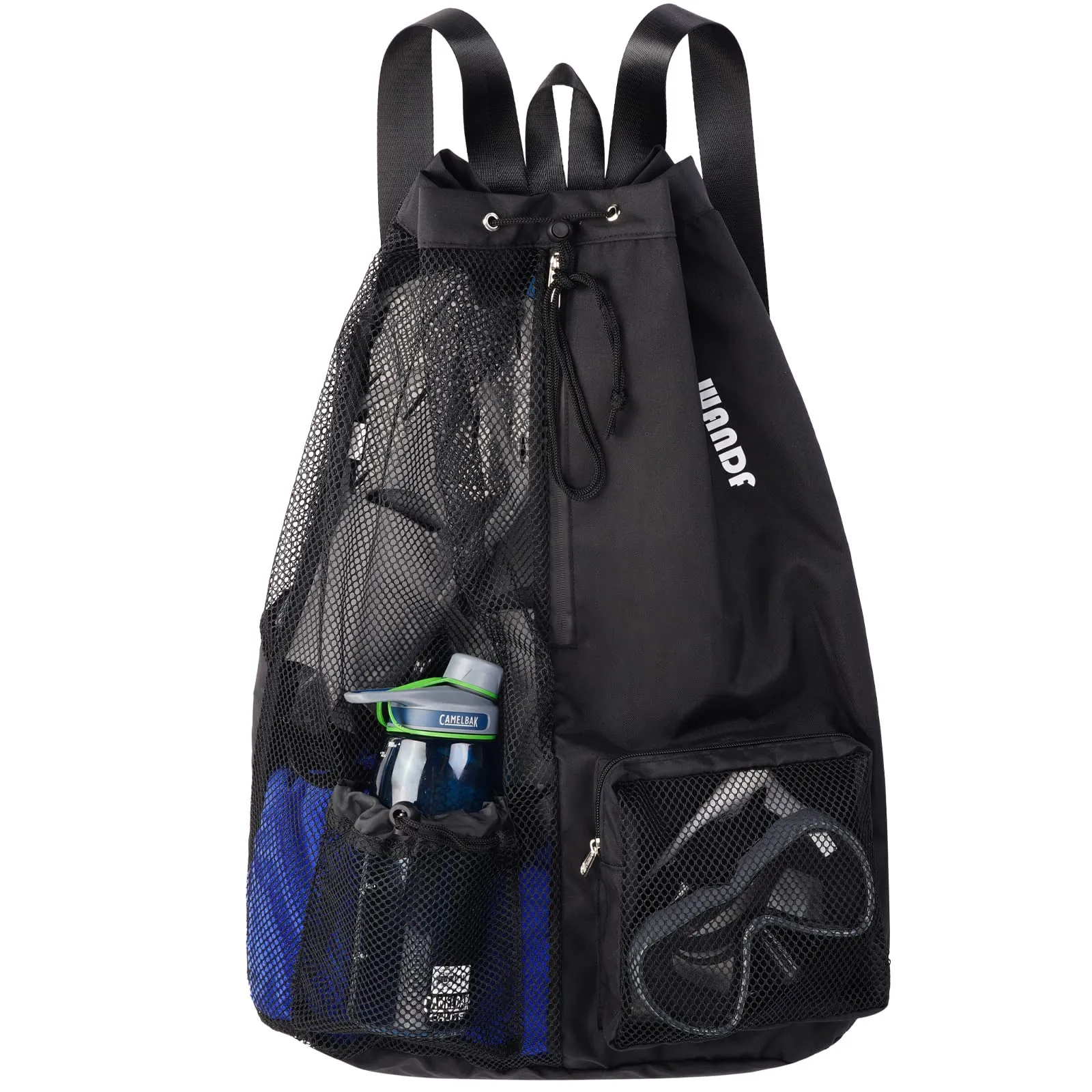 Beach Mesh Drawstring Backpack with Wet Pocket