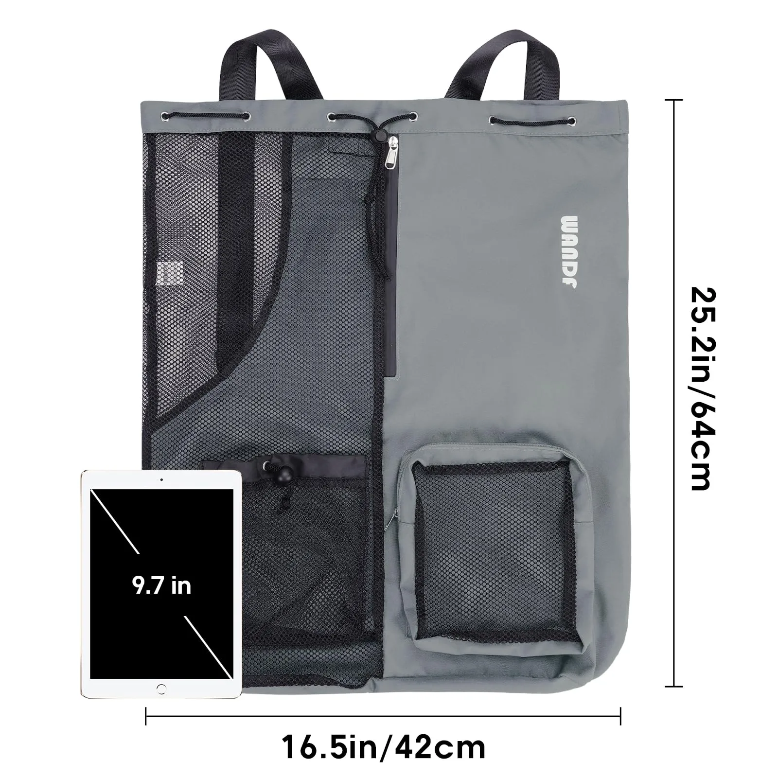 Beach Mesh Drawstring Backpack with Wet Pocket