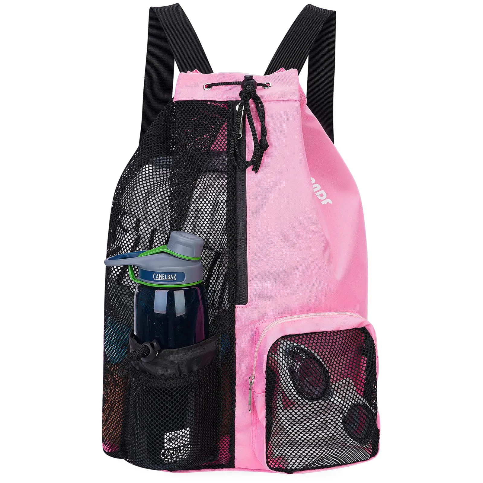 Beach Mesh Drawstring Backpack with Wet Pocket
