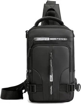 Bealin Waterproof Sling Bag Crossbody Backpack for Men Women Multipurpose Waist Pack with USB Charging Port for Hiking Walking Black