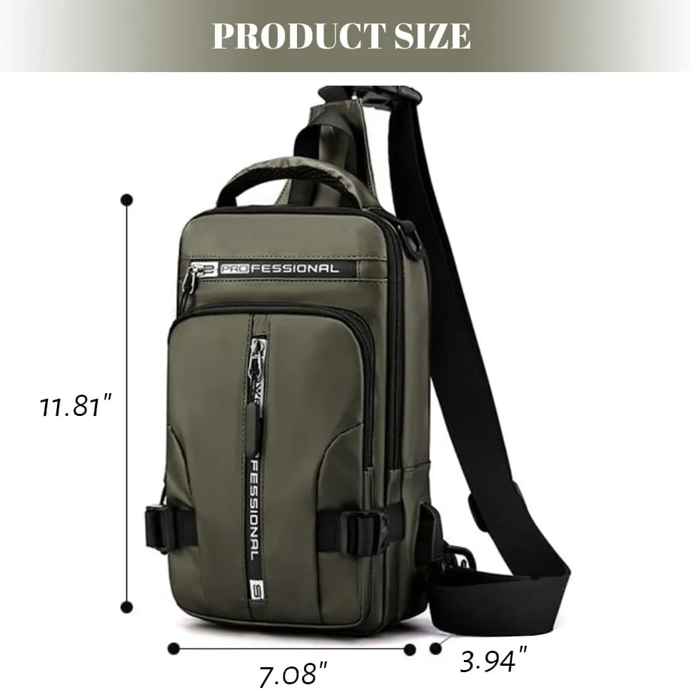 Bealin Waterproof Sling Bag Crossbody Backpack for Men Women Multipurpose Waist Pack with USB Charging Port for Hiking Walking Blue