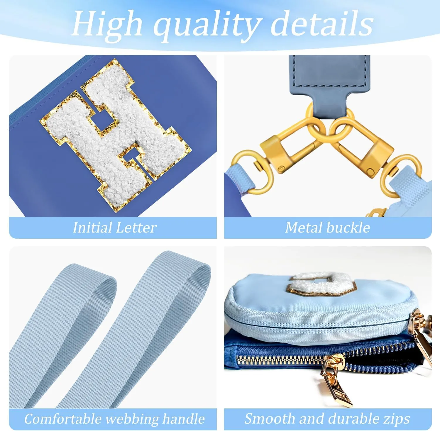 Birthday Gifts for Girls, Teen Girl Gifts Trendy Stuff,Initial Wristlet Wallets for Women, dual Pouch Wristlet Cute Stuff for Girls Women Teen Gift mini coin purse (K, Blue)