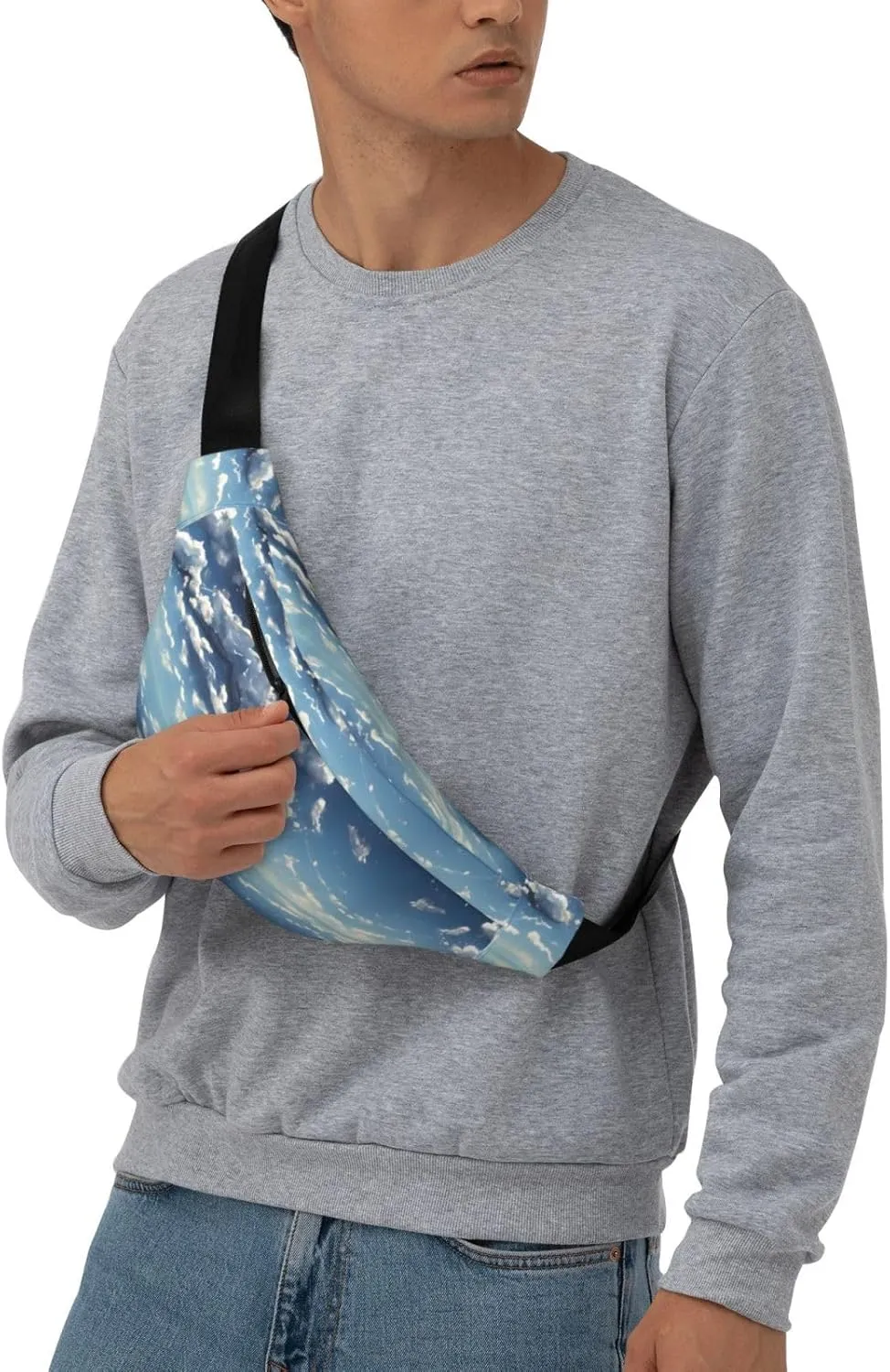 Blue sky and white clouds Fashion Crossbody Appearance High capacity outdoor with Adjustable Comfortable Work Leisure Versatile, RXZER23