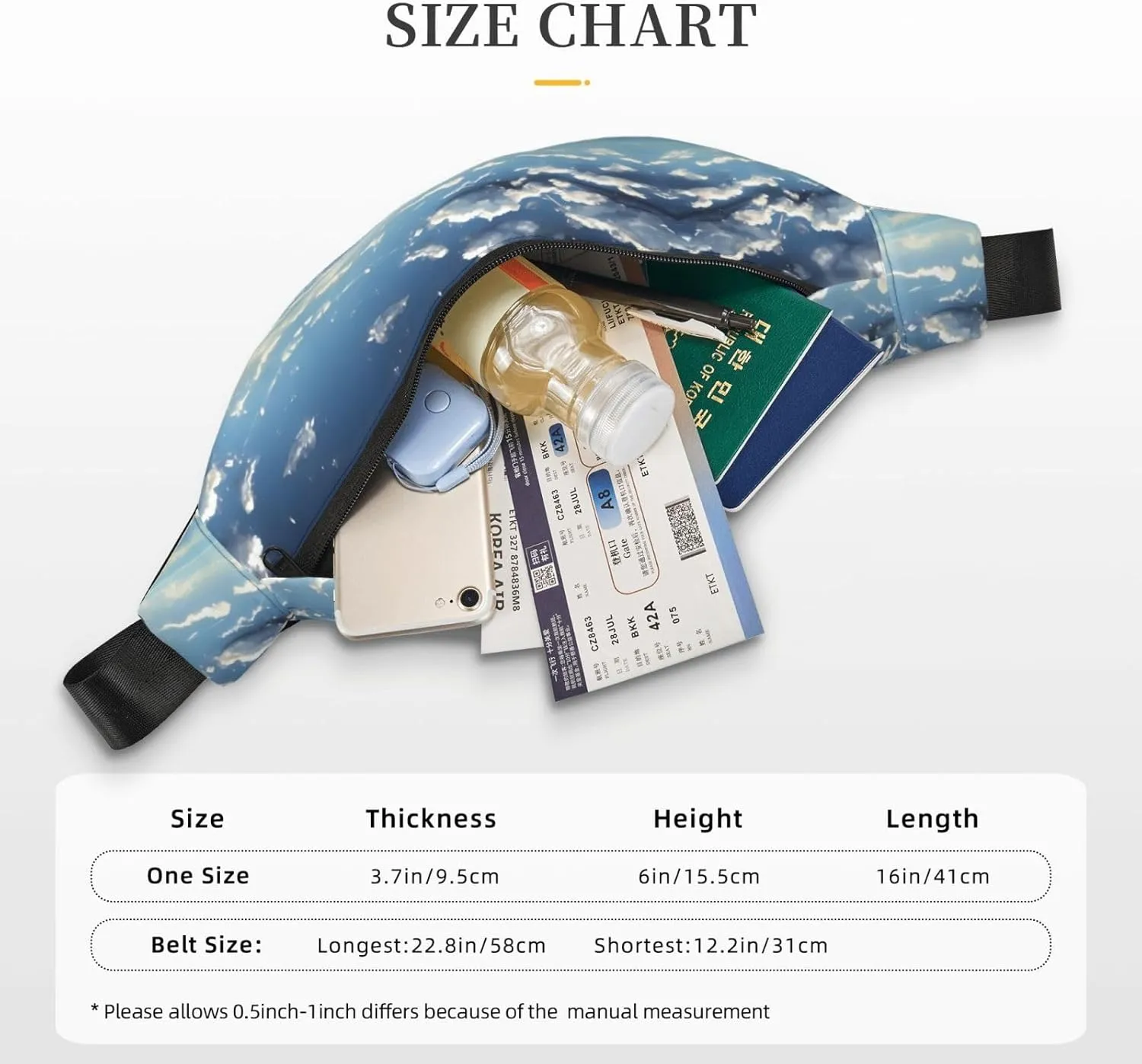 Blue sky and white clouds Fashion Crossbody Appearance High capacity outdoor with Adjustable Comfortable Work Leisure Versatile, RXZER23
