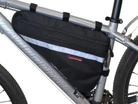 Bushwhacker Fargo Black Large Triangle Bicycle Frame Bag with Reflective Trim  Cycling Pack for Under Seat and Top Tube  Front and Rear Accessories for Crossbar Bike Storage