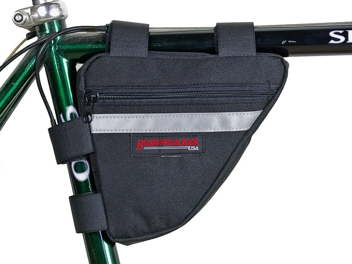 Bushwhacker Ketchum Black Bicycle Frame Bag with Reflective Trim  Cycling Triangle Pack for Under Seat and Top Tube  Front and Rear Accessories Bike Storage