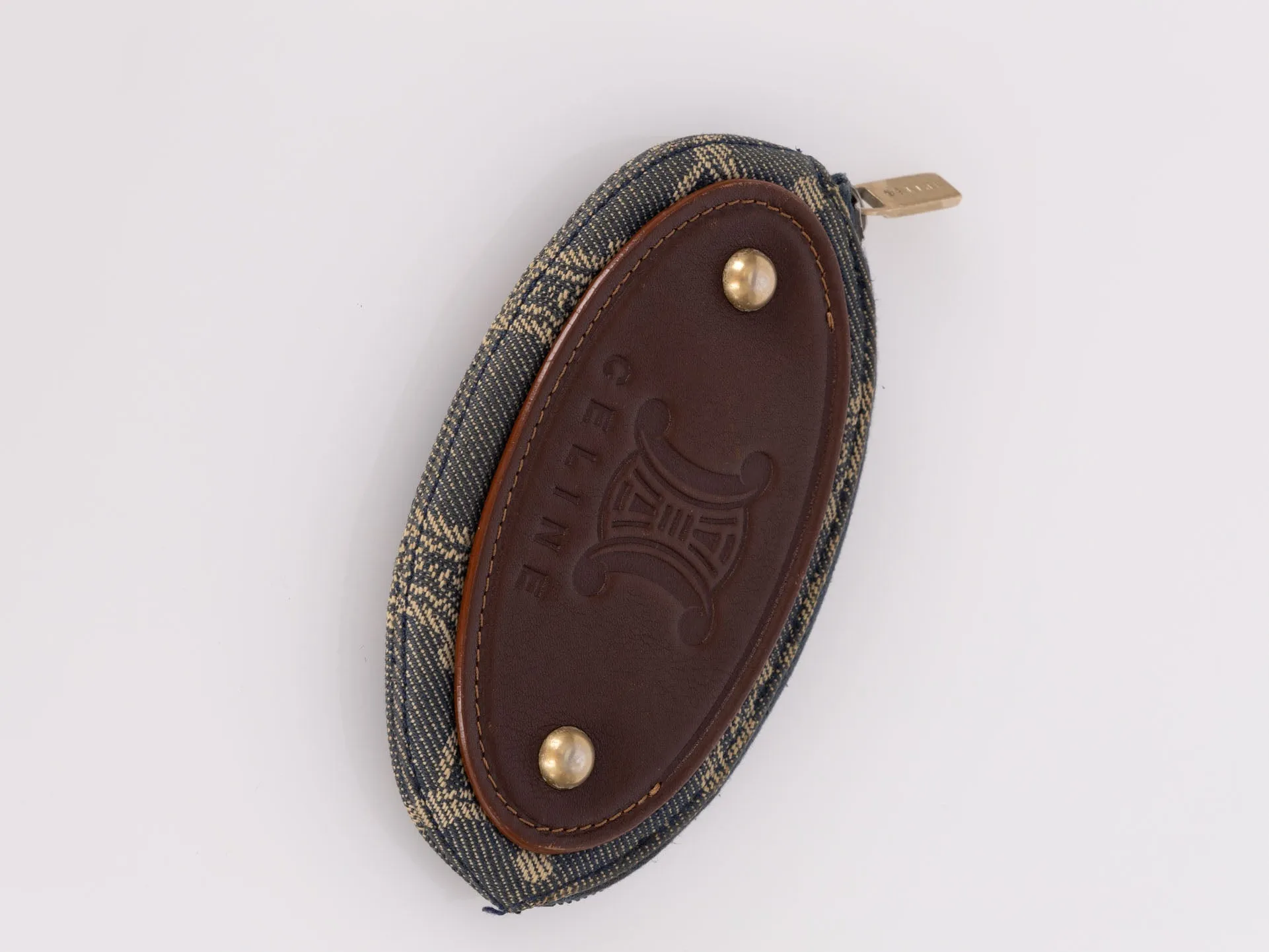 Celine Triomphe Denim Key Pouch