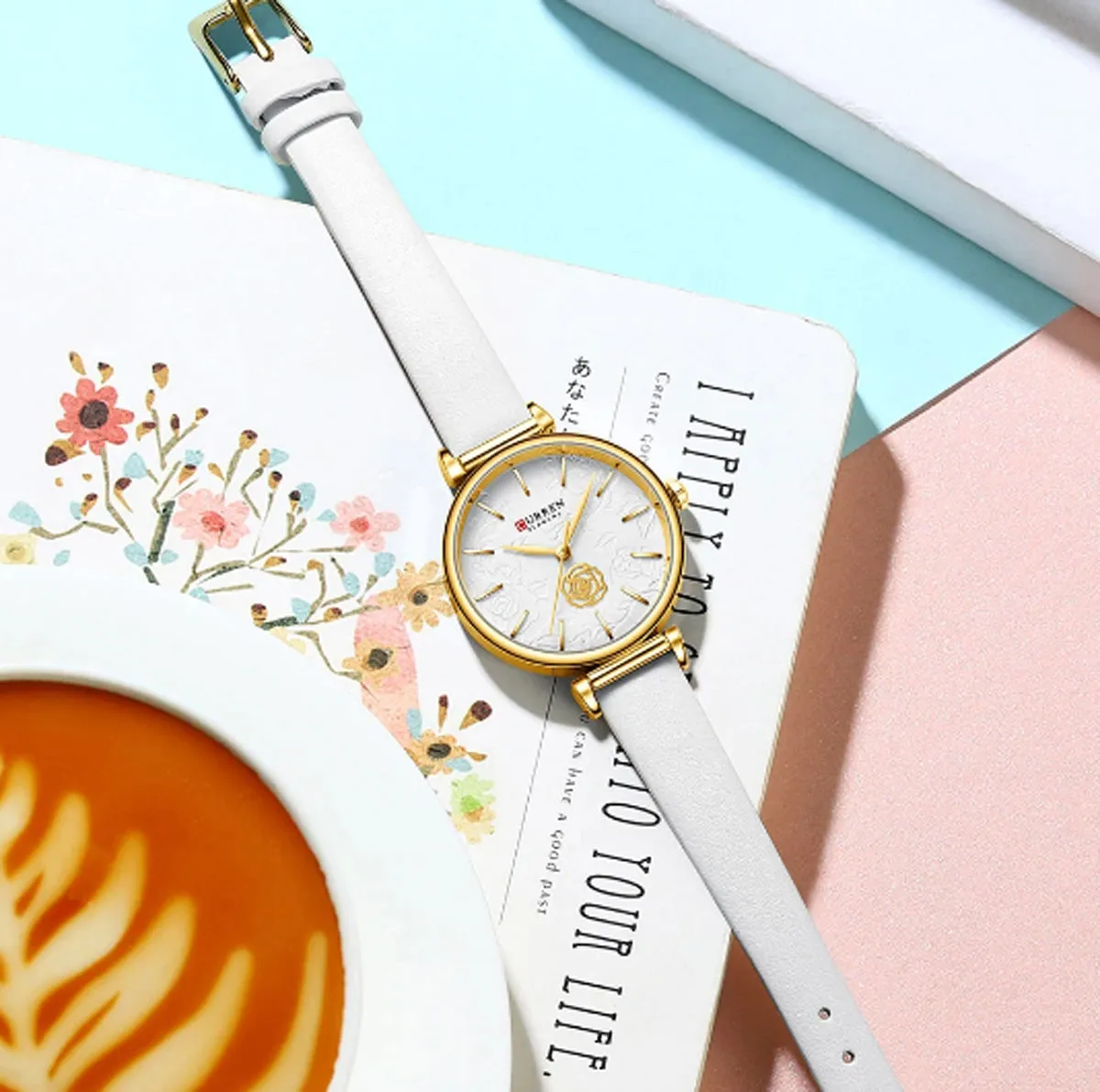 CURREN Original Brand Leather Strap Wrist Watches For Women With Brand (Box & Bag)-9078