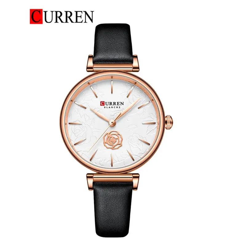 CURREN Original Brand Leather Strap Wrist Watches For Women With Brand (Box & Bag)-9078