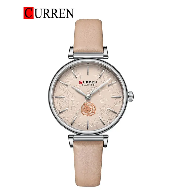 CURREN Original Brand Leather Strap Wrist Watches For Women With Brand (Box & Bag)-9078