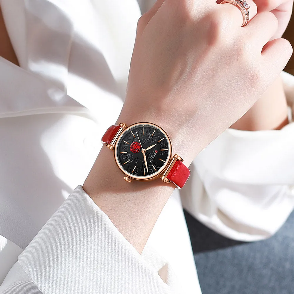 CURREN Original Brand Leather Strap Wrist Watches For Women With Brand (Box & Bag)-9078