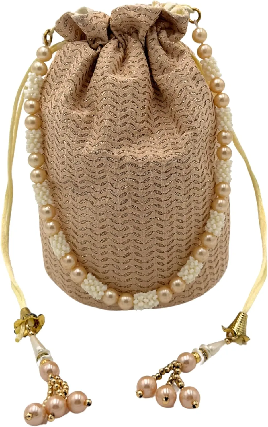 Embroidered Potli Bag with Pearl Handle  Elegant and Royal Design for Stylish Storage And Gift Bags