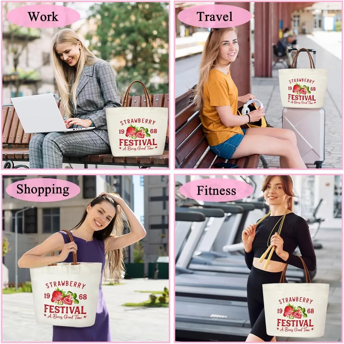 Funny Canvas Tote Bag Aesthetic Bag for Women Reusable Grocery Shopping Bag With Handles Cute Tote Bag