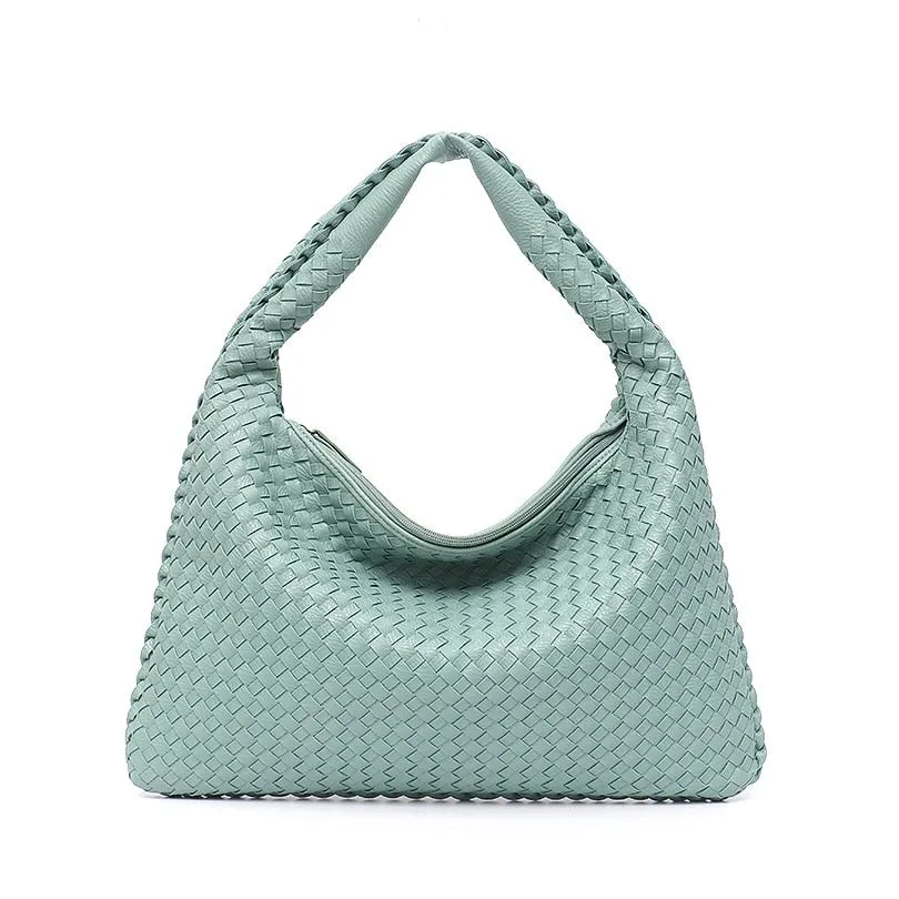 Handmade Casual Women's Patchwork Zipper Leather Handbag With Big Capacity