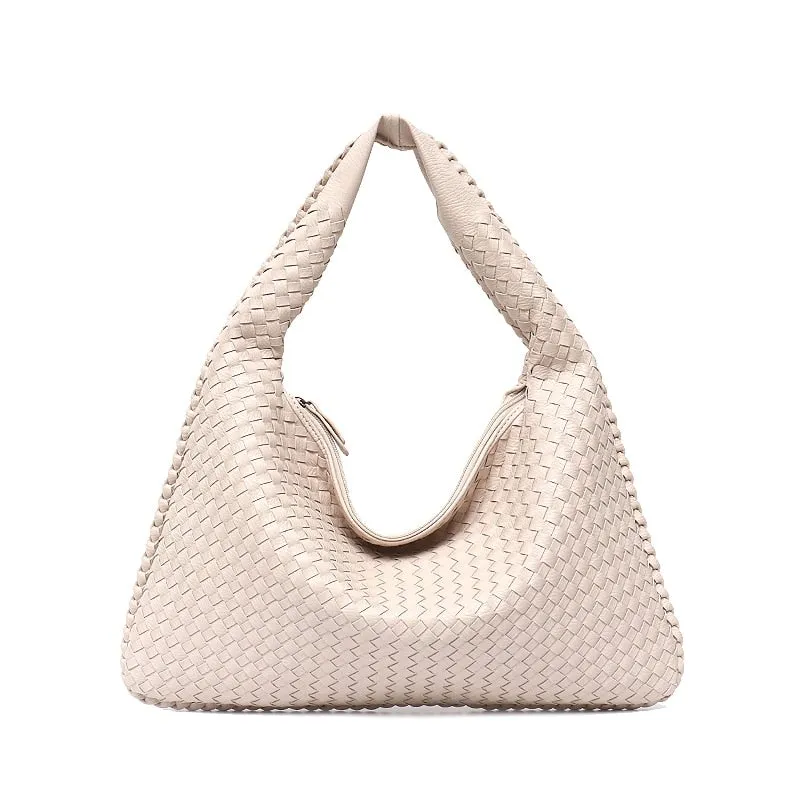 Handmade Casual Women's Patchwork Zipper Leather Handbag With Big Capacity