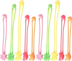 Kichvoe 10pcs Elastic Silicone Tie up Bands for Kitchen, Multi-Functional Vegetable Binding Rope, Assorted Colors, Adjustable Length, Ideal for Boxes, Bags, Food Wrapping