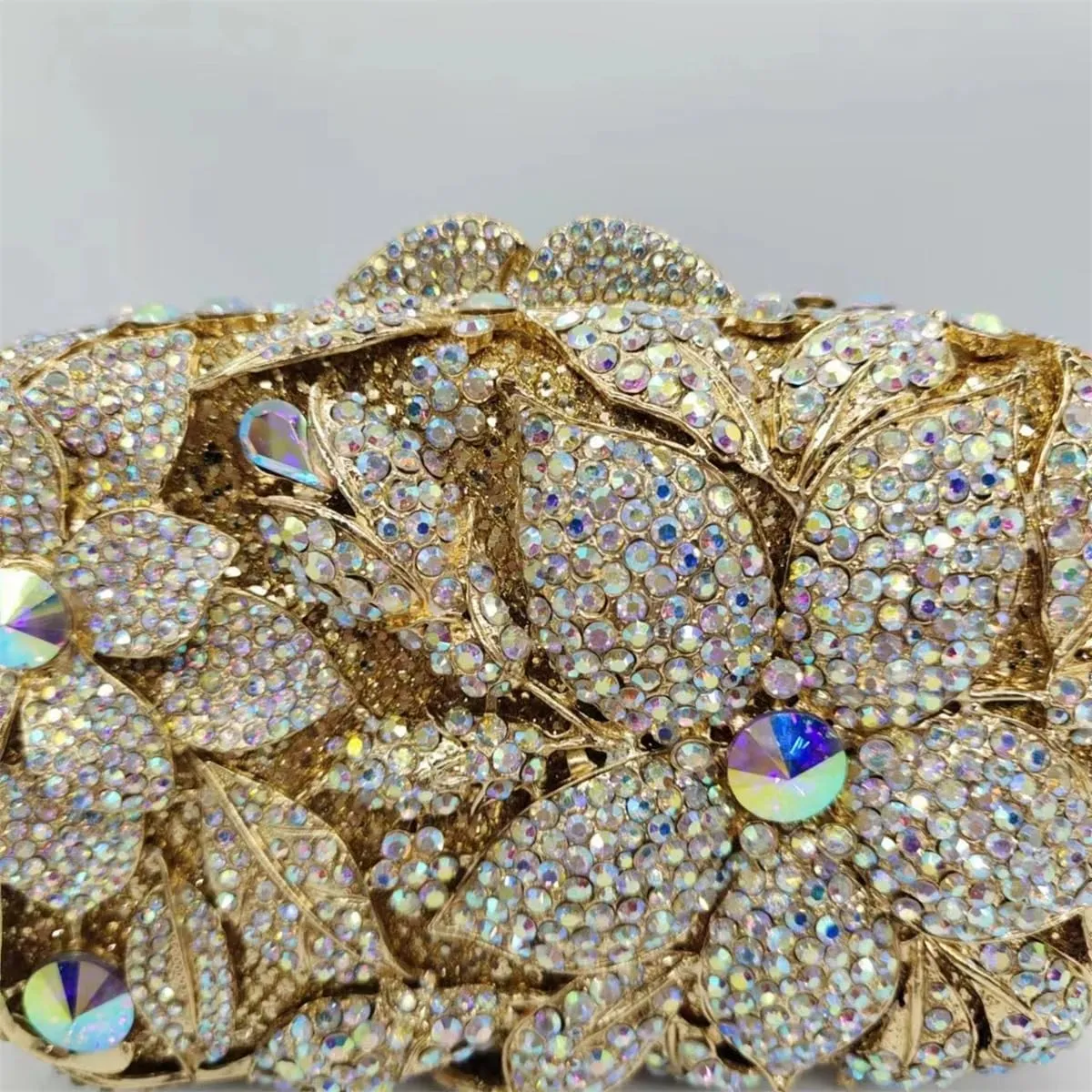 Ladies Crystal Evening Bag Flower Luxury Rhinestone Clutch Bags Diamond Party Wedding Handbag Sparkle Party Purse