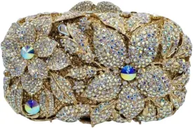 Ladies Crystal Evening Bag Flower Luxury Rhinestone Clutch Bags Diamond Party Wedding Handbag Sparkle Party Purse