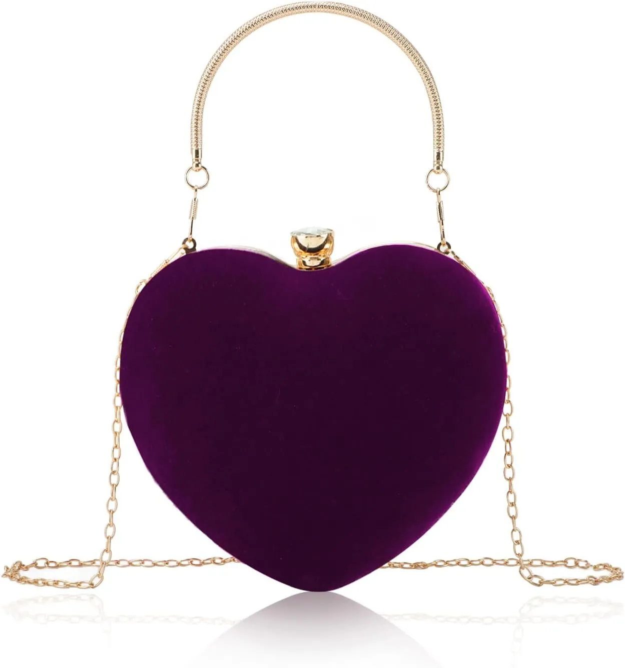 Lanpet Women Heart Shaped Evening Bag Mini Clutch Purse Chain Strap Shoulder Bag Handbag for Wedding Cocktail Party 