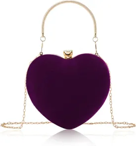 Lanpet Women Heart Shaped Evening Bag Mini Clutch Purse Chain Strap Shoulder Bag Handbag for Wedding Cocktail Party 