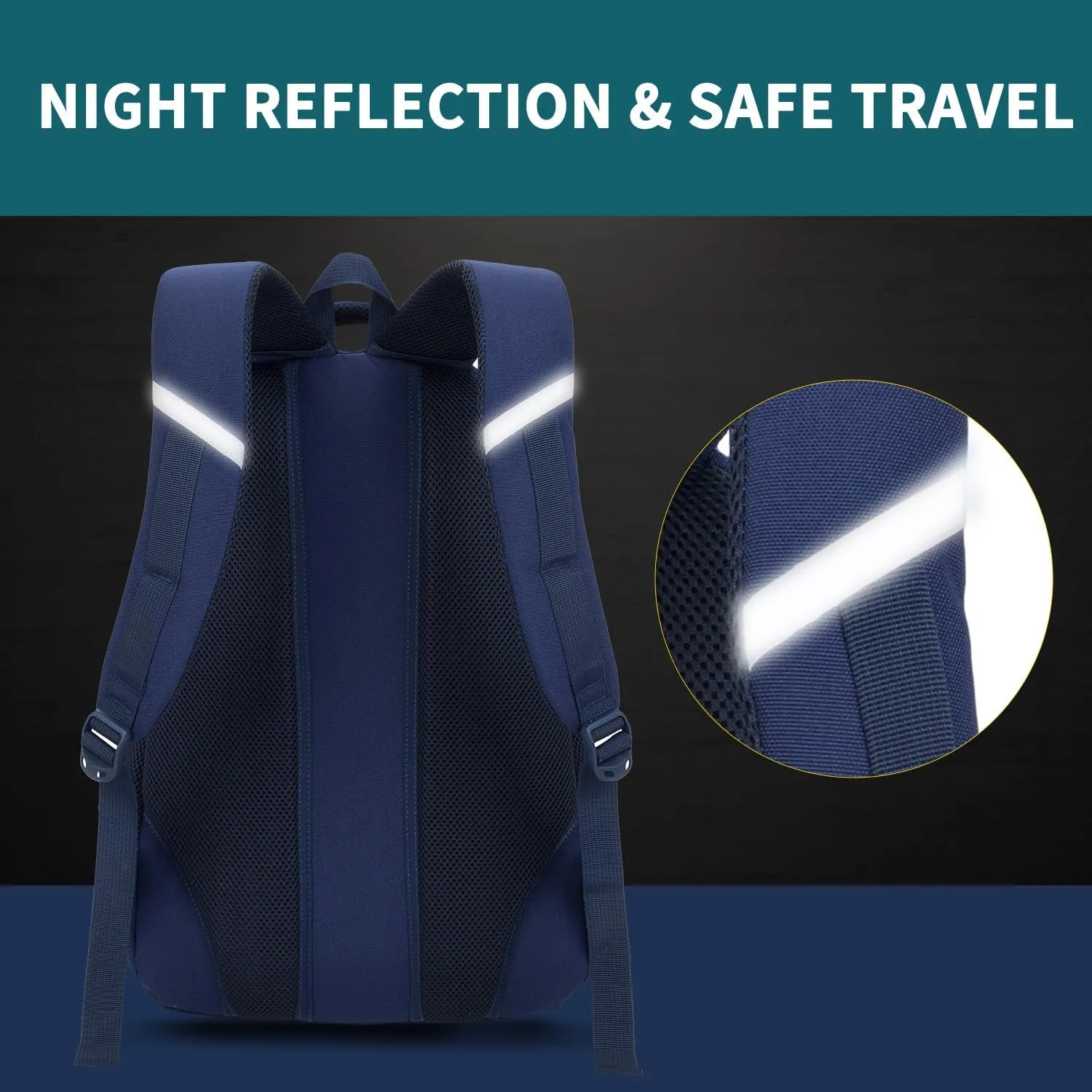 Large trvel Backpack with Laptop Sleeve and Water Bottle Holder, Green (Dark blue with sky blue)