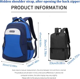 Large trvel Backpack with Laptop Sleeve and Water Bottle Holder, Green (Dark blue with sky blue)