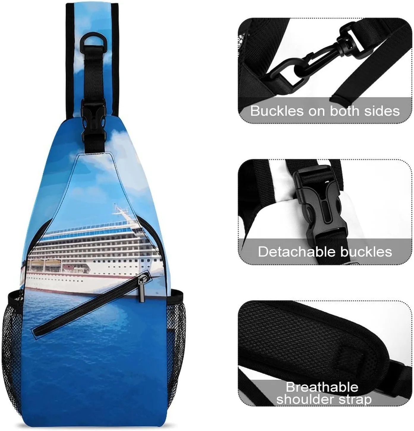 Lightweight Chest Bag Crossbody Bag Cruise Ship Sling Backpack for Women Men Sports Travel