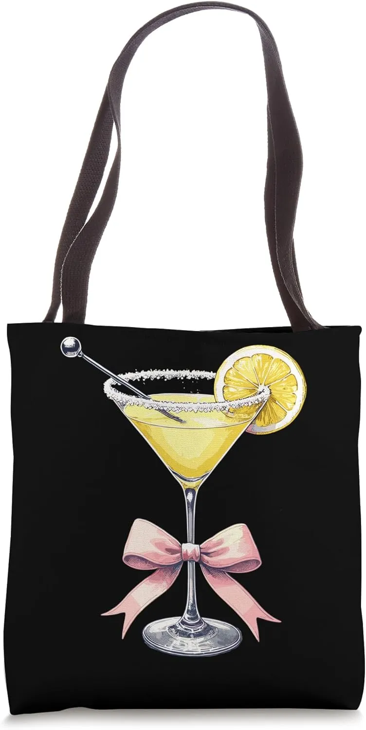 Limoncello Coquette Lemon Drop With Pink Bow Tote Bag