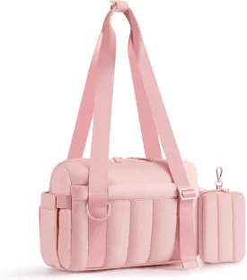 Mini Gym Bag for Women Girls Small Gym Bag with Wet Compartment and Coin Wallet, Puffer Mini Duffle Bags for Workout, Travel, Sport
