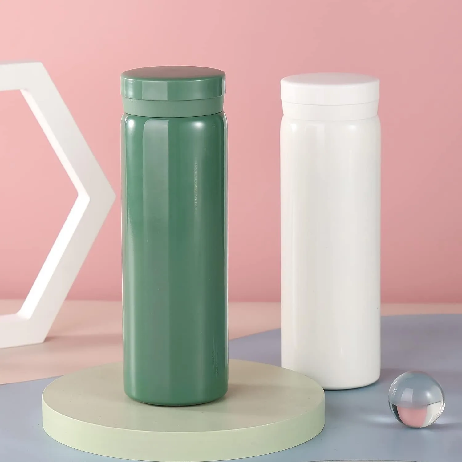 Mini Thermos Cute Water Bottle - 7 oz Tiny Insulated Vacuum 18/10 Stainless Steel Small Flask - Leak Proof & Spill Proof & Keeps Cold and Hot for Drink, Coffee, Tea - Green