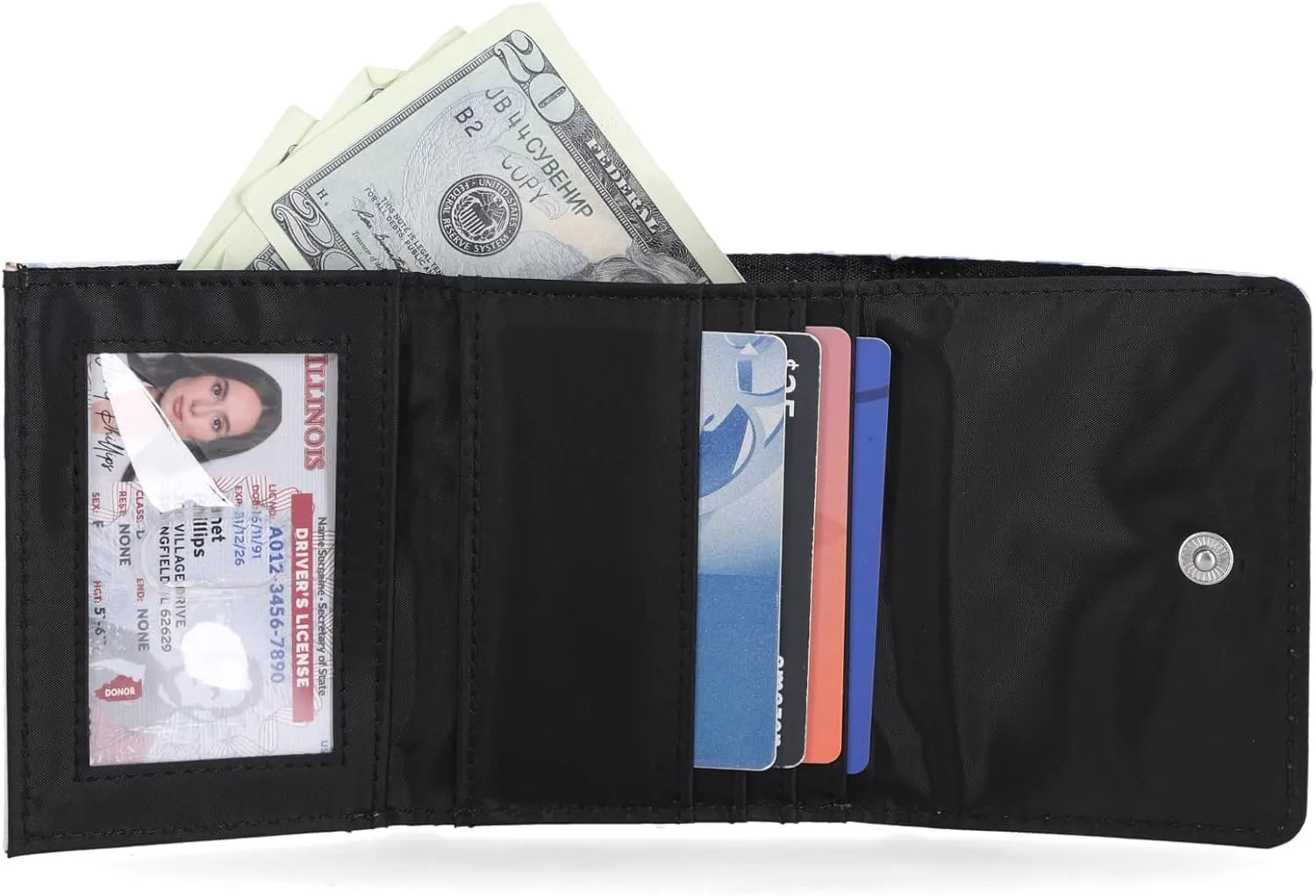 Mundi Anna Indexer Small Wallet for Women, Slim Credit Card Holder with Zipper Coin Pocket, Bifold Compact Womens Wallet with ID Window in Butterfly