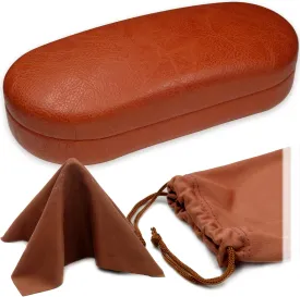 MyEyeglassCase - Large Sunglasses Case - Hard Glasses Case Holder w/Pouch & Cloth - Eyeglass Case Aviator Frames Men & Women