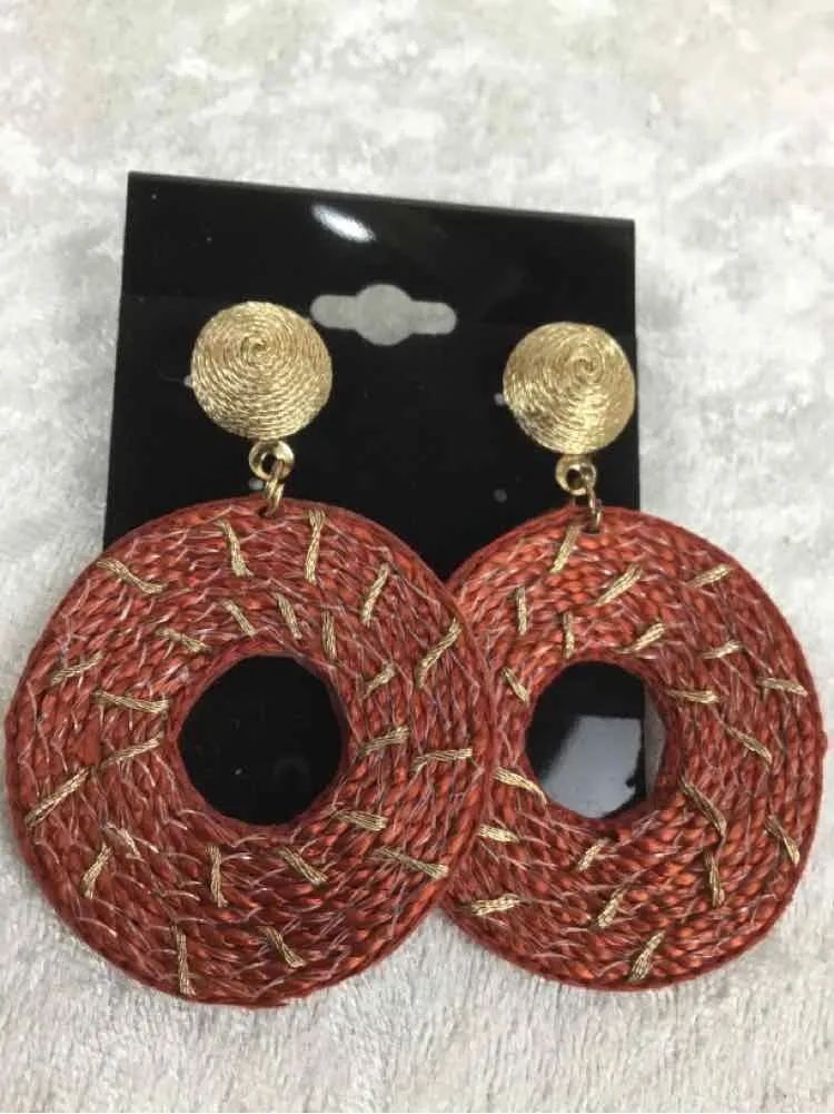 No Brand Rust Woven Round Earrings