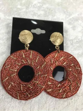 No Brand Rust Woven Round Earrings