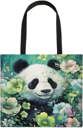 Panda Colorful Couds Cone Hat Canvas Tote Bag for Women Men Stylish Tote Handbag Shoulder Bag Reusable Grocery Bag