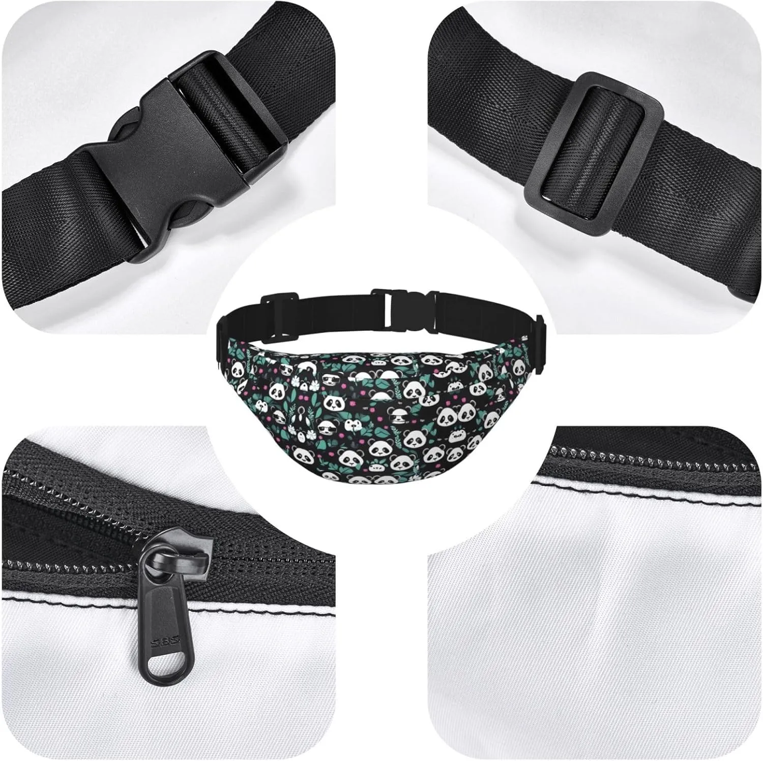 Panda cute face Fashion Crossbody Appearance High capacity outdoor with Adjustable Comfortable Work Leisure Versatile