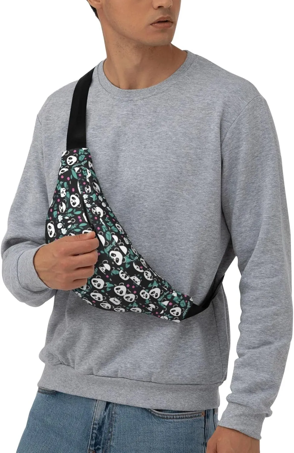 Panda cute face Fashion Crossbody Appearance High capacity outdoor with Adjustable Comfortable Work Leisure Versatile