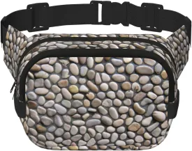 Pebble Stone Print Men and Women Square Double Layer Waist Bag Workout Crossbody Travel Waist Bag