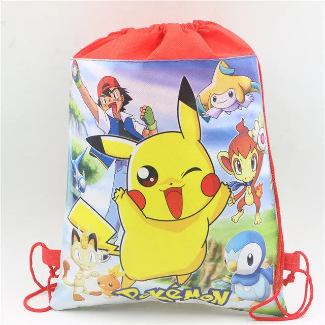 Pokemon Go Decoration Birthday Party Soy Luna Non-Woven Fabric Drawstring Minnie\Mickey Gift Bags Pikachu\Ninja Turtle Supplies