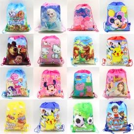 Pokemon Go Decoration Birthday Party Soy Luna Non-Woven Fabric Drawstring Minnie\Mickey Gift Bags Pikachu\Ninja Turtle Supplies