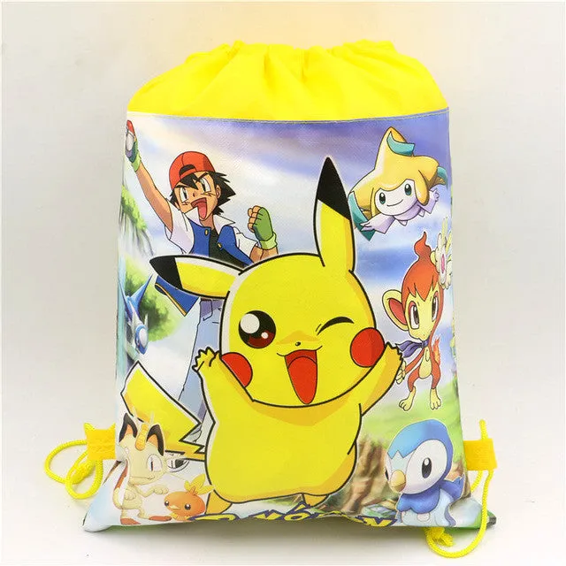 Pokemon Go Decoration Birthday Party Soy Luna Non-Woven Fabric Drawstring Minnie\Mickey Gift Bags Pikachu\Ninja Turtle Supplies