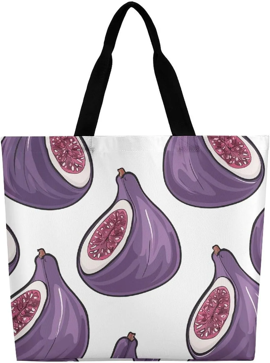 Reusable Grocery Bags Tote Bag Fig Art Pattern Shopping Bags Heavy Duty Washable